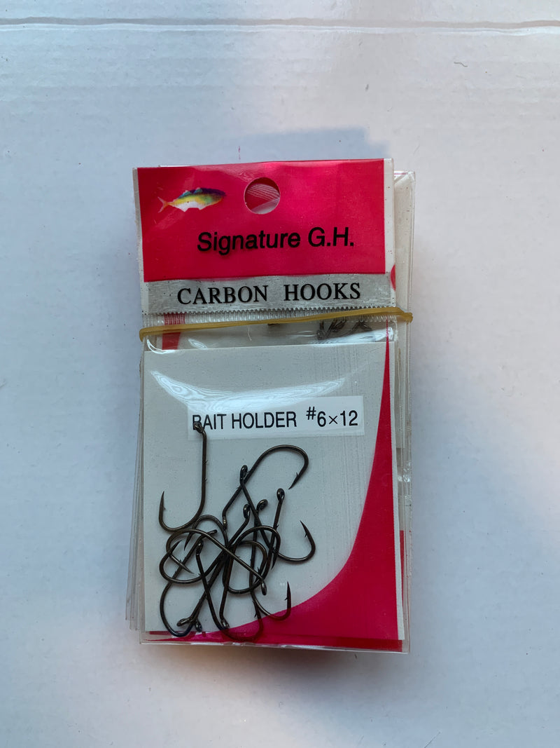 10 Packets of GH Signature Carbon Bait Holder Hooks - Size 6